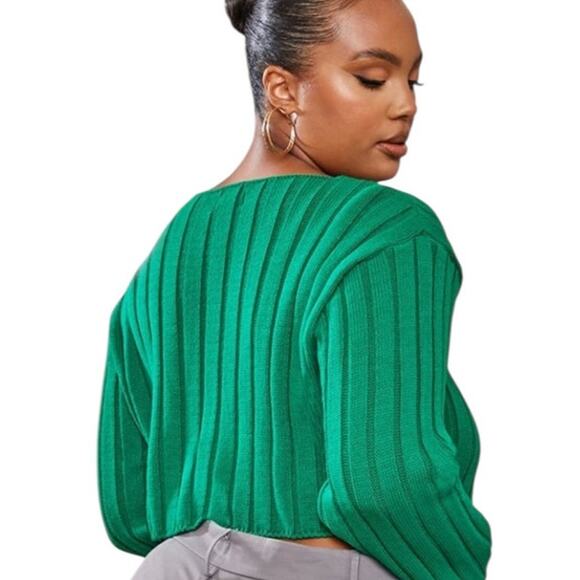PrettyLittleThing Bright Green Crop Sweater Size XXL NEW - Picture 2 of 10